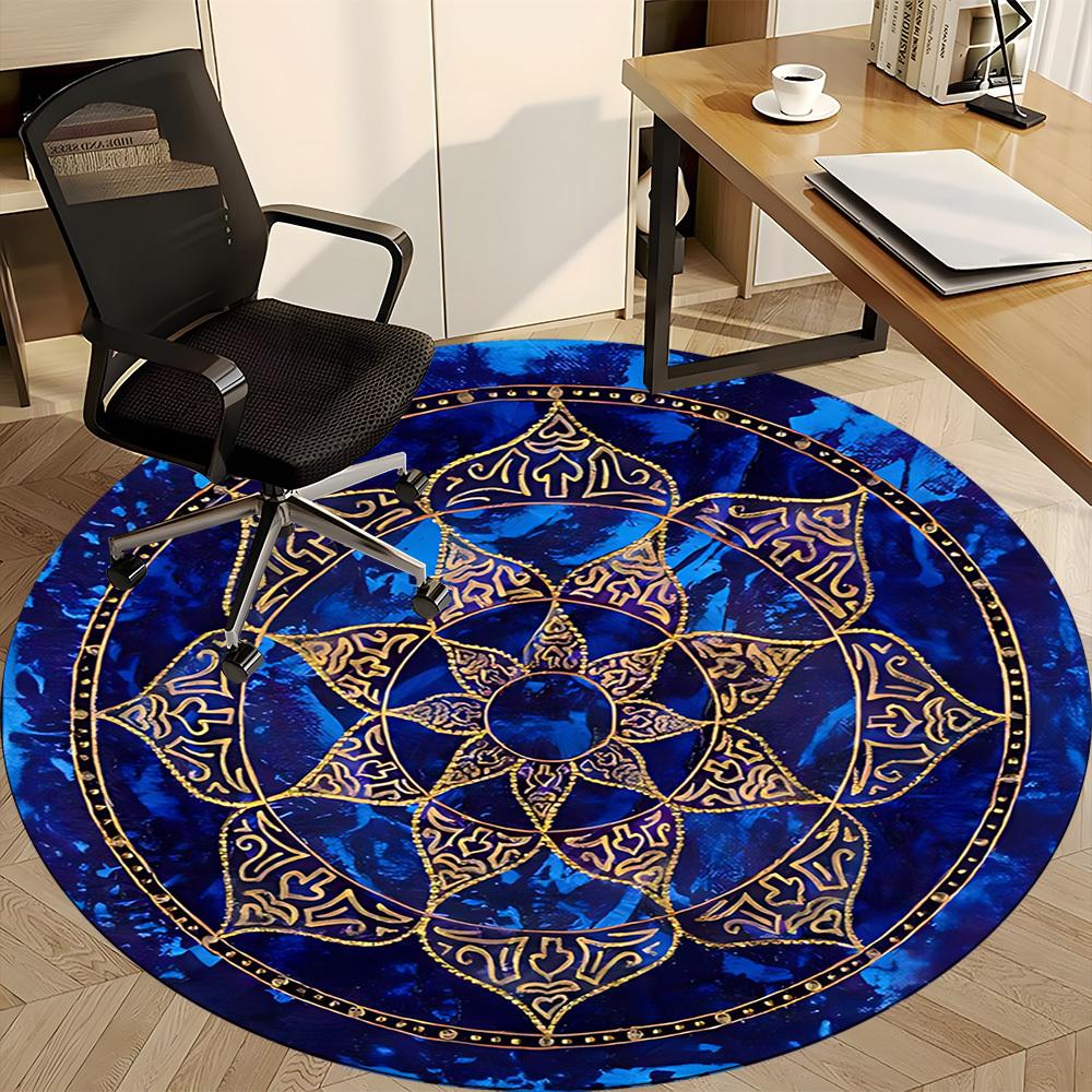 1pc Mandala Design Office Round Area Rug, Under Office Chairs Bedroom Living Room Home Decor, Room Deco