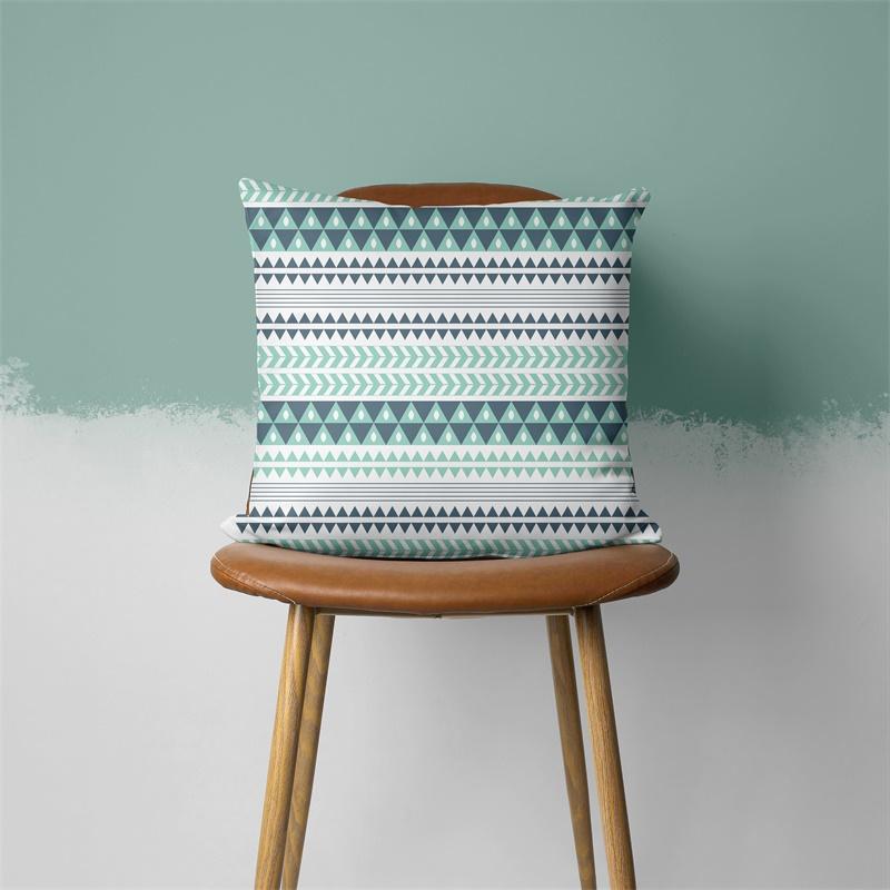 Teal Cushion Cover Leaf Feather Geometric Heart Sofa Pillowcase Bedroom Home Decor Office Decor Accessories 60x60cm50x50cm45x45