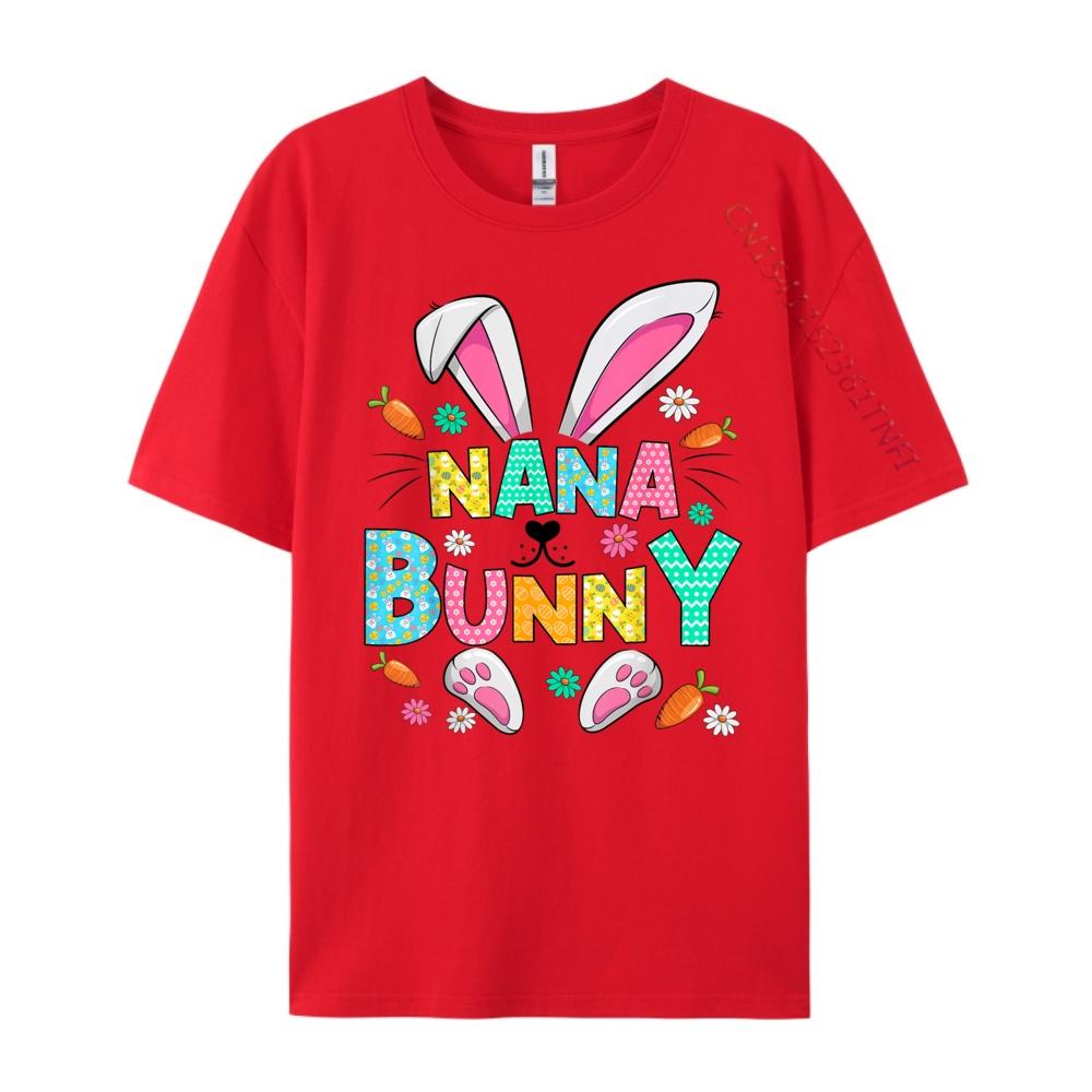 Cute Nana Bunny Bunny Ears Paws Flowers Easter Day Hiphop Streetwear Short Sleeve TShirt Family S