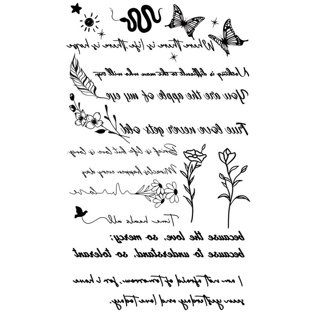 Y2K Sexy Butterfly English Cross Finger Waist Belly Tattoo Sticker Holiday Party Decoration Sticker