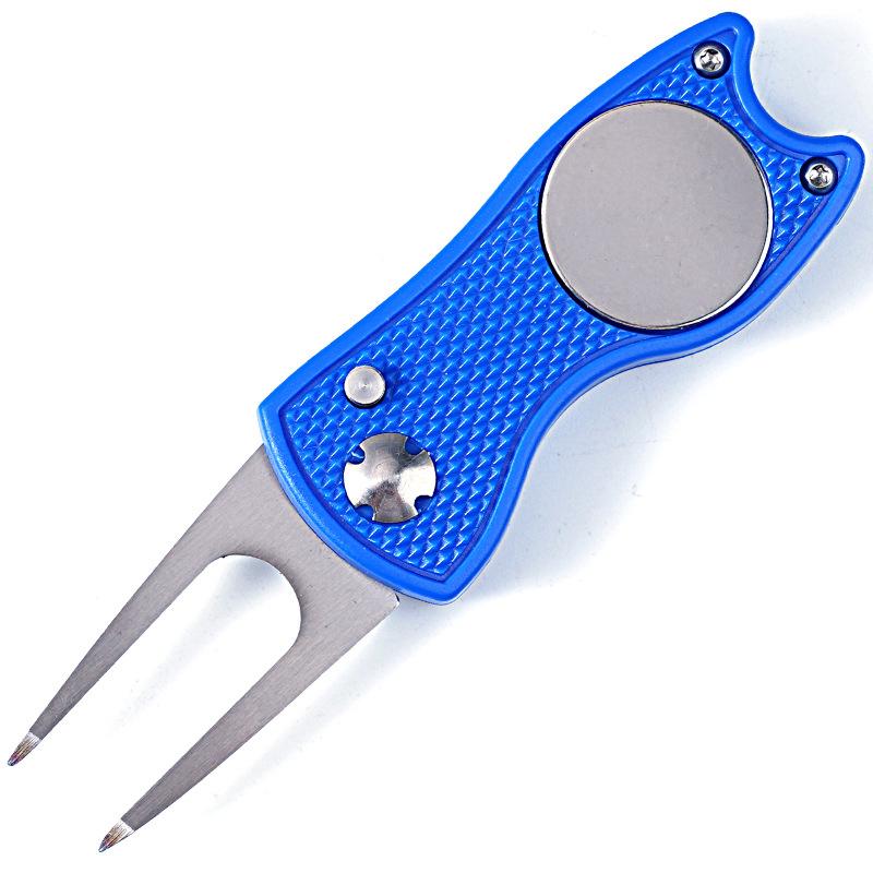 

Металлический складной инструмент для ремонта дерна для гольфа с магнитным маркером мяча и выдвижной кнопкой, зеленый инструмент, аксессуары, подарок для гольфиста