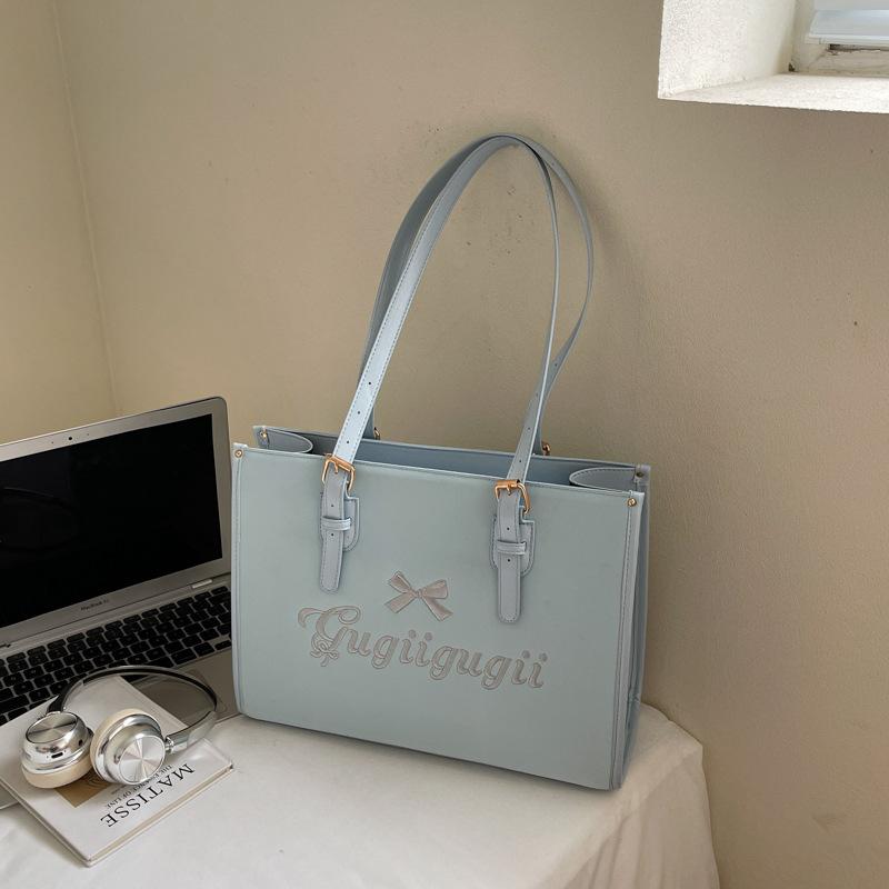 

Niche retro handbag bag women s casual large-capacity embroidered letter shoulder bag high value fashion underarm bag синий