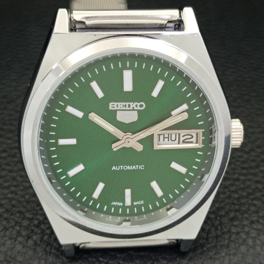 AUTOMATIC VINTAGE REFURBISHED SEIKO 5 JAPAN MENS GREEN DIAL WATCH A440667-9 Sk-a440667-1