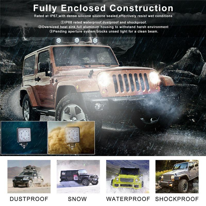 4Inch 27W Square Spot Beam Led Work Light Driving Fog Lights Front Bumper US 4Inch 27W Square Spot Beam Led Work Light Driving Fog Lights Front Bumper US