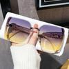 Stylish Half-rimmed Minimalist Sunglasses for Women with Fine Glitter.
