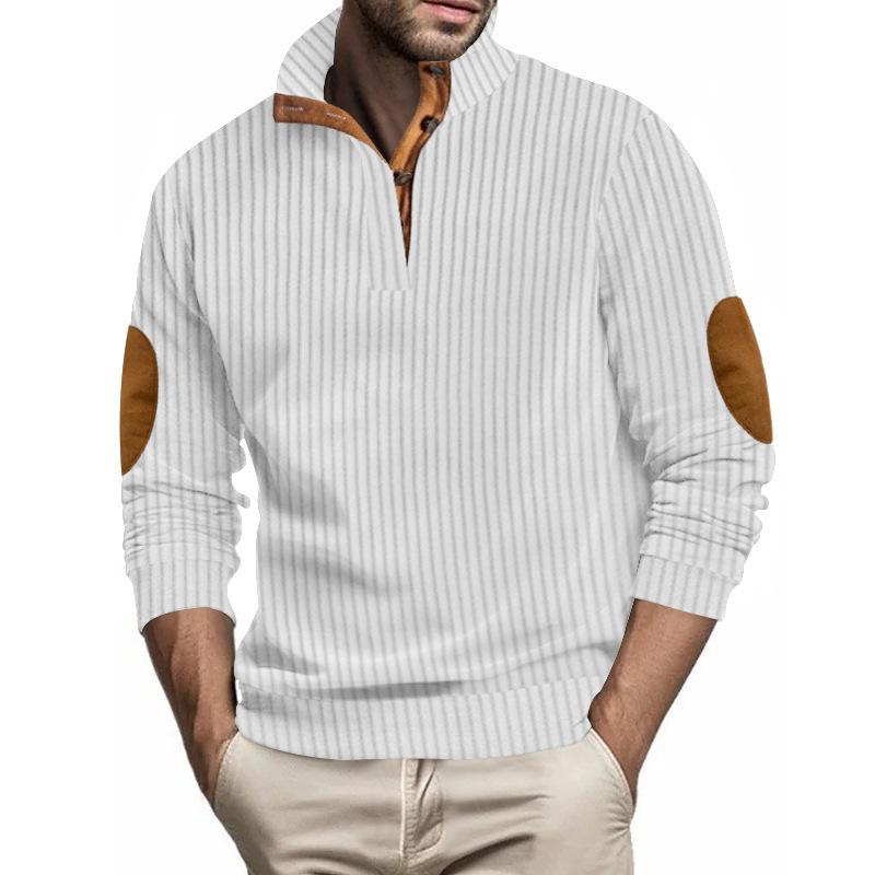 Neue Herren Slim Jacke Jacquard Streifen Casual Stehkragen Langarm Sweatshirt Herren Tops