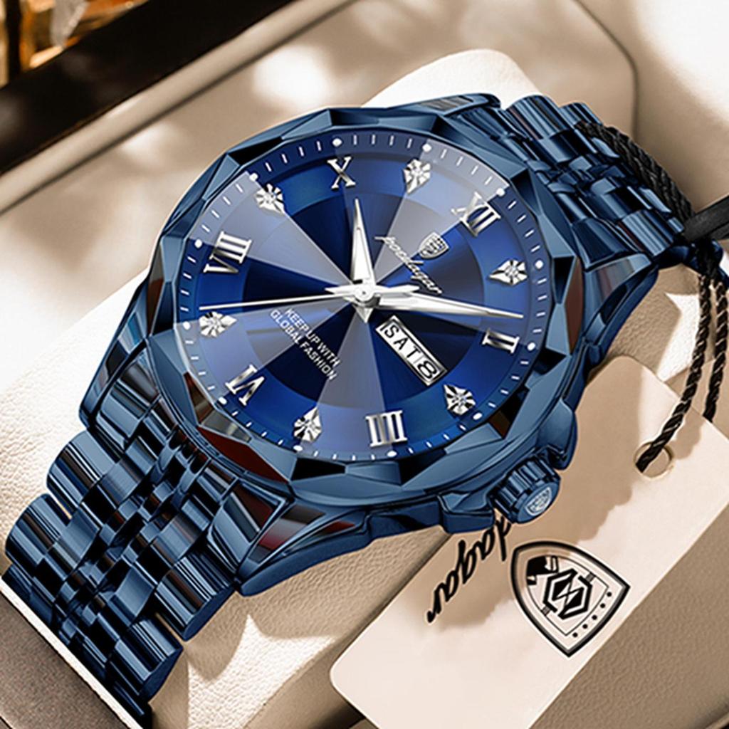 POEDAGAR Luxury Fashion Man Clock Top Business Waterproof Luminous Date Week Men's Watches Quartz Stainless Steel Wristwatch