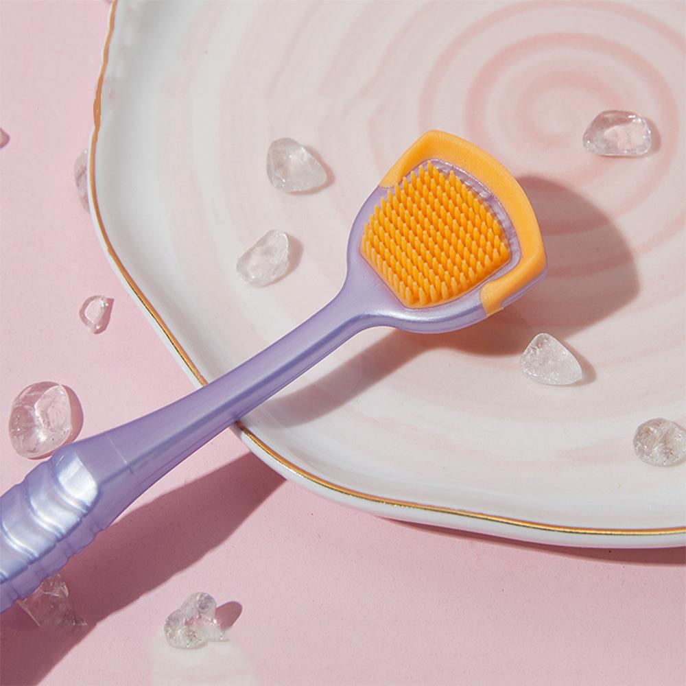 Silicone Tongue Cleaning Brush Random Color Tongue Brush For Oral Care Portable Tongue Cleaner Fresh Breath Mouth Cleaning Tool