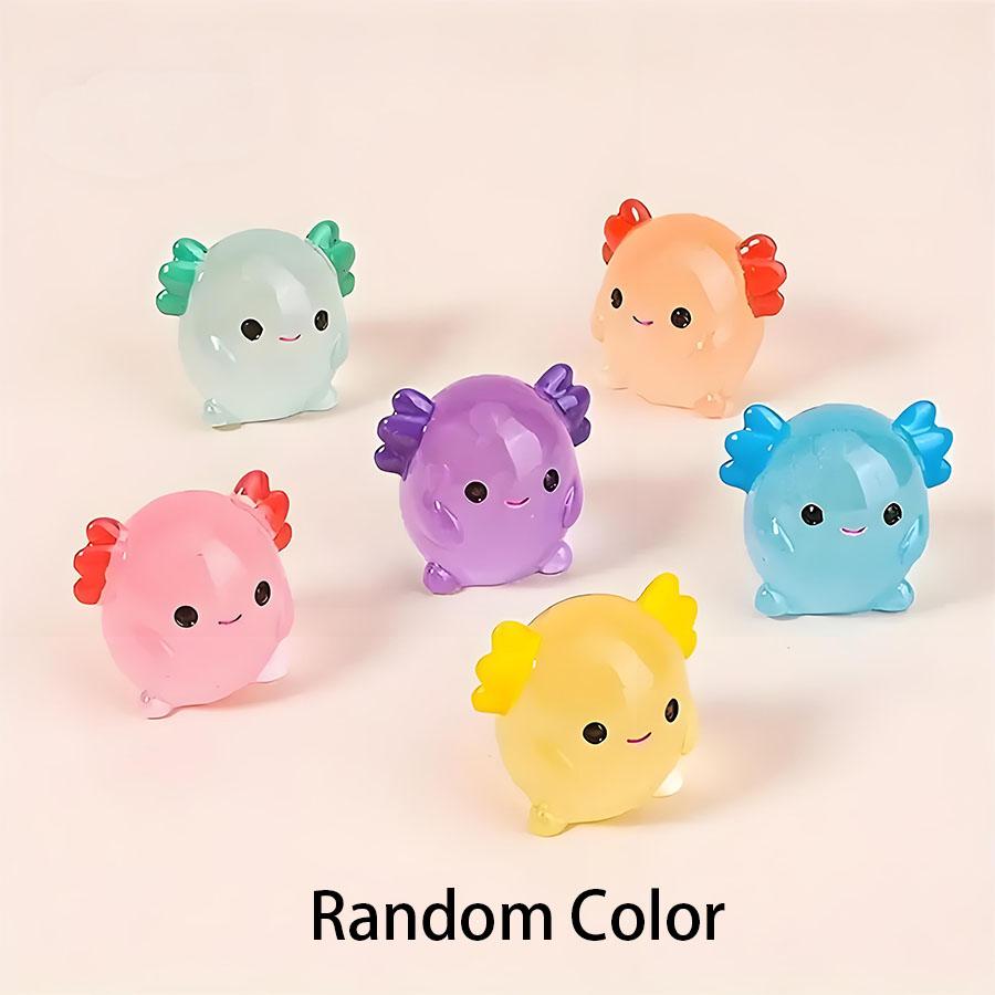 Non-Toxic 10/20Pcs Luminous Mini Resin Axolotl Miniature Glow In The Dark Axolotl Tiny Animal Figures Ornament For Diy Fairy Garden