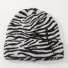 Winter Hat for Women Casual Versatile Knitted Hat Big Head Circumference Thickened Warm Wool Hat Zebra Striped Ear Protection Cold Hat