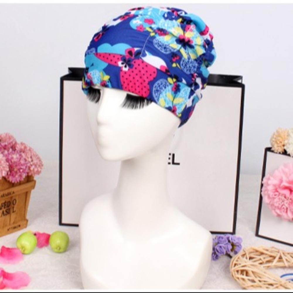Breathable Hot Spring Swimming Cap Printed Fabric Bathing Cap Oversized Swimming Cap  Bathe