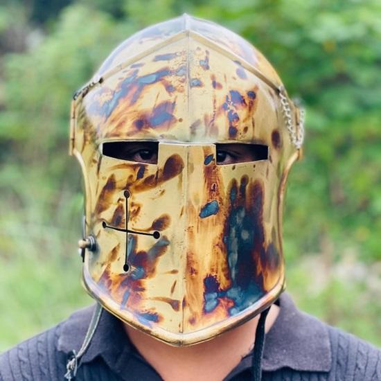 Barbuta Helmet Commando Medieval Knight Armor 18g Mild Steel Helmet  LARP Cosplay Halloween Costume  Visored Warrior Helmet