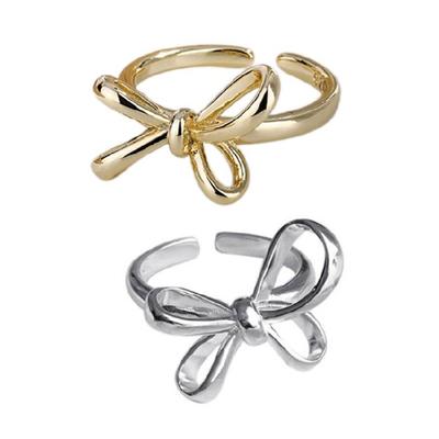 Set di Anelli Delicati a Fiocco con Anelli Aperti Rotondi Chic Accessorio Grazioso