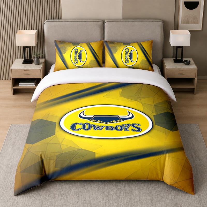 3Pcs Bedding SetNorth Queensland Cowboys Soft Bed Sheet and Two Pillowcases Home Bedroom Decor