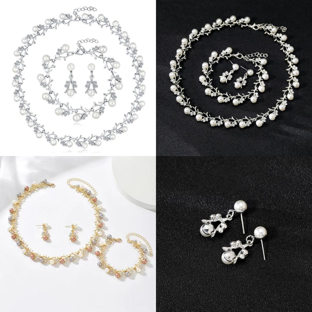Elegant Jewelry Set With Artificial Pearl Flower Pendant For Womens Fashion Accessory Collection