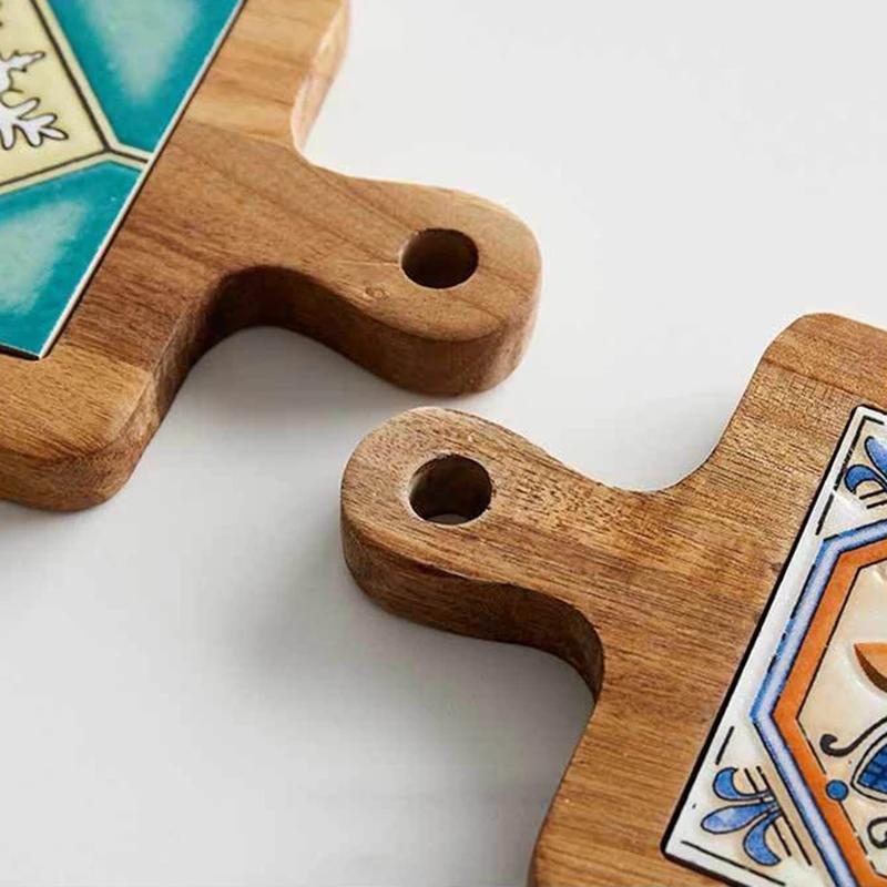 Dřevěné podtácky v japonském stylu, podložka pod hrnec, kreativní podložky pod nápoje proti opaření, izolované, s jemným uměleckým vzorem, protiskluzová podložka pod šálek