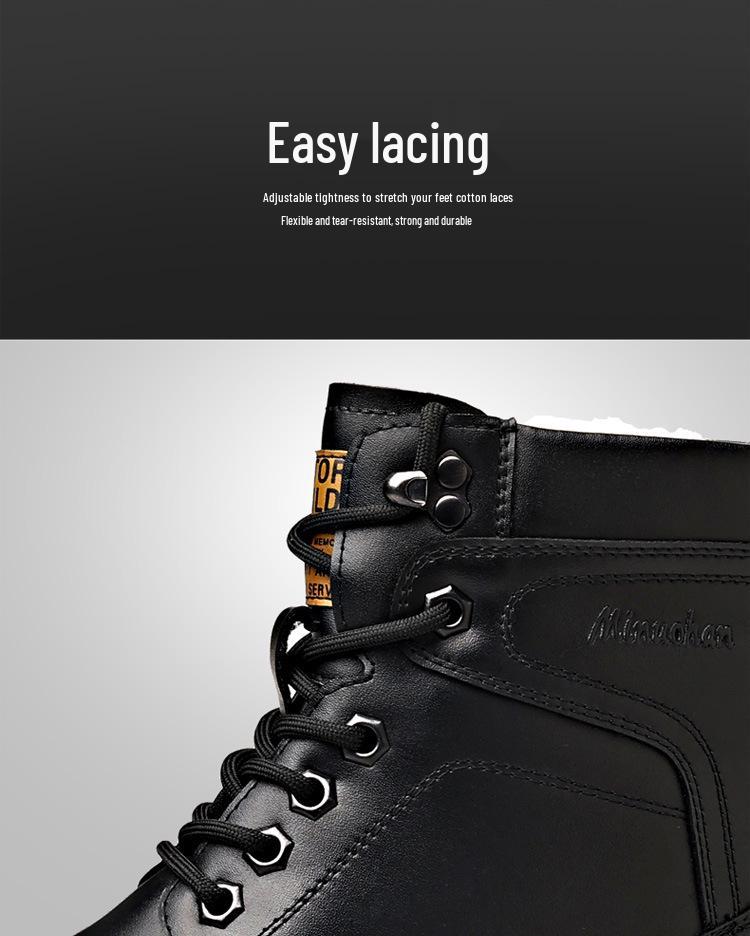 Men's Plus Size Wool-Lined Winter Martin Boots - Non-Slip and Warm.