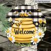 2D Flat, 1pc "Bee Welcome Plus" Monogrammed Round Metal Sign, Ideal for Home, Cafe, Restaurant, Garage, Garden Indoor and Outdoor Use, Event and
