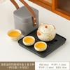 Guochao Splendid Mountains and Rivers Ru Kiln Binaural Teapot Ceramic Hand Grab Pot Light Luxury Portable Camping Small Set Kung Fu Tea Set