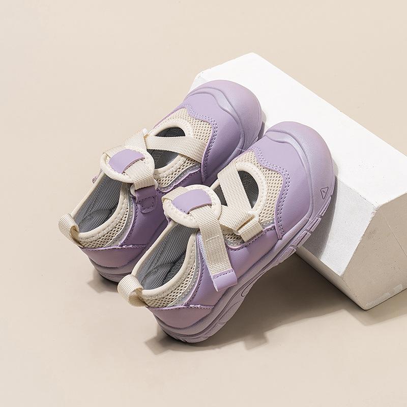 

Girls spring and summer new bag head sneakers 2025 fashion children s casual shoes single shoes buckle sneakers versatile 19 фиолетовый