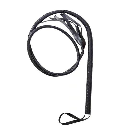 Faux Leather Black Whip Woven Cosplay Whip Realistic Lion Tamer Cowboy Whip