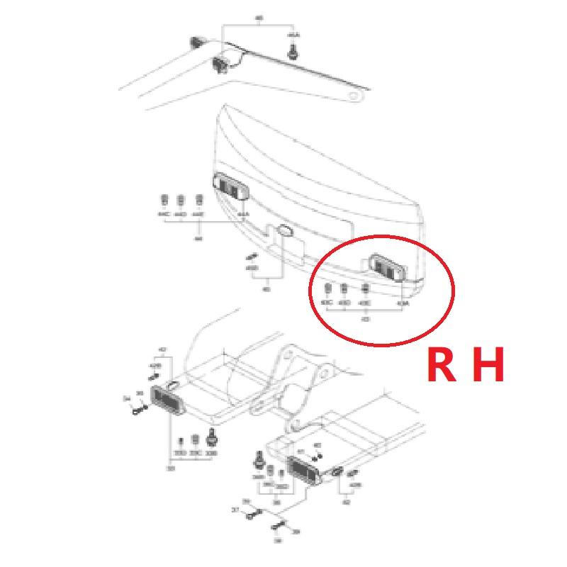 LAMP REAR 2534-1158C Excavator Parts SOLAR 140W-V,SOLAR 210W-V,MEGA 200-V,MEGA 300-V,DH140W-5,SOLAR 210W-V RH  1PCS