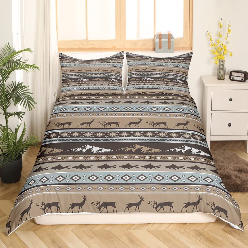 Set Biancheria da Letto Decorativo a Tema Pesca e Caccia per Bambini, Dimensioni Matrimoniale, Copripiumino per Ragazzi, Decorazione Camera da Letto Adolescenti, Set da 3 Pezzi, Senza Piumone