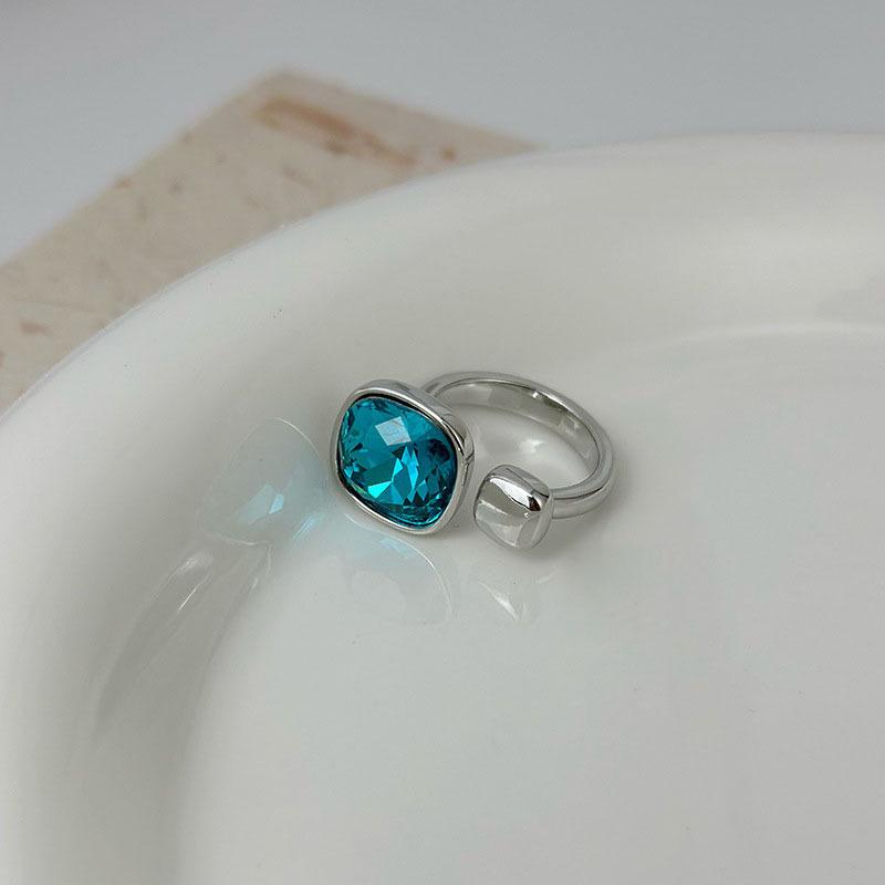 Elegant Geometric Zirconia Open Ring - High-End Summer Jewelry for Women Adjustable Open