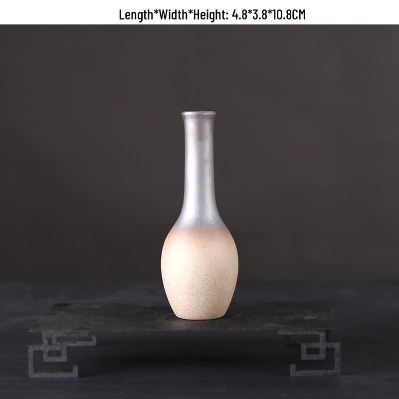 Zen Retro Ceramic Vase: Simple Antique Pottery for Dried Flowers, Small Table Ornament, or Hydroponic Plant Container for Living Room.