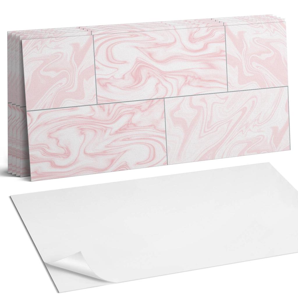 Self-Adhesive Vinyl Tiles With Print For Bathroom Marble Pattern With Waves 6X60X30 Cm
