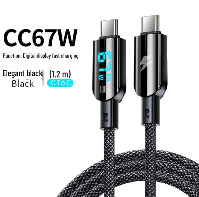 

Кабель для быстрой зарядки Type-C с двумя портами 120 Вт и смарт-дисплеем, совместимый с Apple 15PD 27 Вт