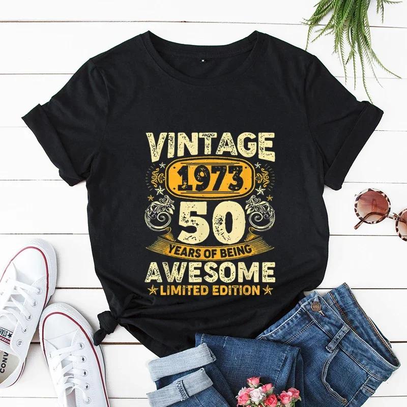 Vintage 1981 Print Unisex T Shirts Short Sleeve Unisex Tshirts Ladies Tee Shirt Tops 1973195719581961 Clothes Camisetas Mujer
