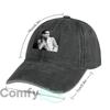 Monochrome Stylized Portrait Graphic Unisex Washed Baseball Cap Distressed Denim Hats Classic Outdoor Run