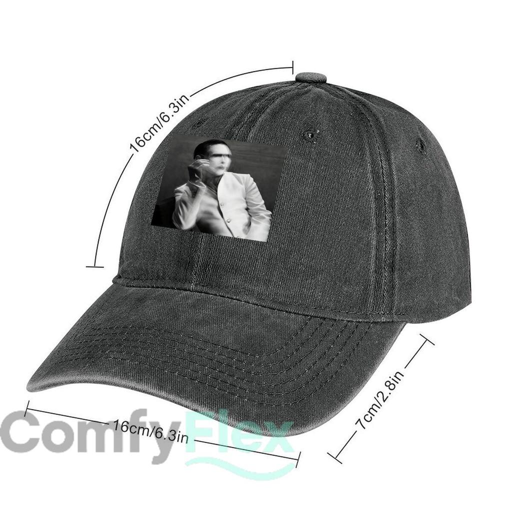 Monochrome Stylized Portrait Graphic Unisex Washed Baseball Cap Distressed Denim Hats Classic Outdoor Run
