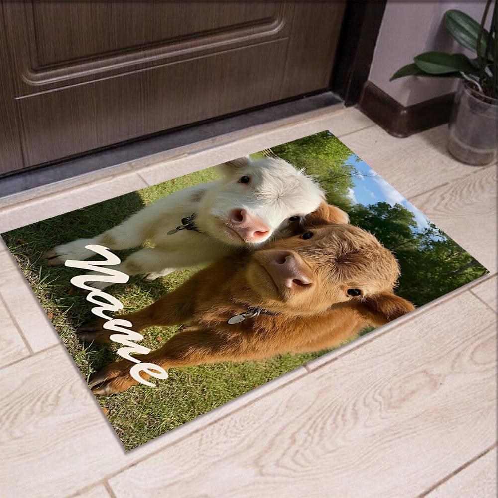 Custom Name Cow Printed Carpet,Rug for Office Chair Living Room Bedroom Kitchen Room Decor Gifts.