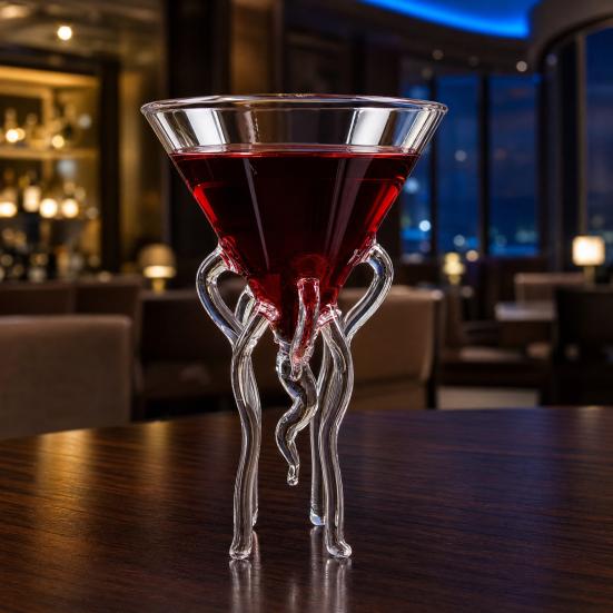 Octopus Wine Glass, Jellyfish Shaped Martini Cup, Creative Cocktail Glass for Juice Bar, Novelty Home Decor Gift