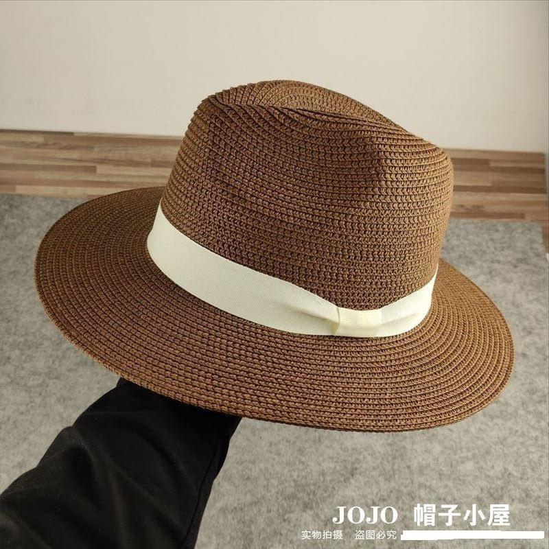 Chapeau de paille Panama à grande circonférence chapeau de protection solaire d'été pour le voyage chapeau de soleil pour la plage en bord de mer chapeau de soleil pour homme tendance