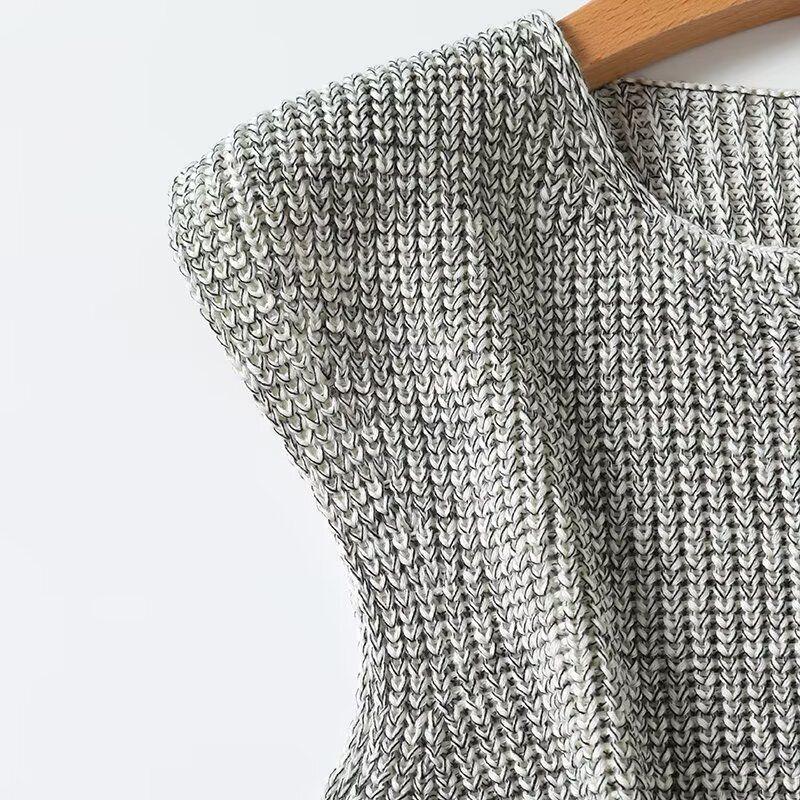 Fashion Style 2024 Autumn New Arrival Female Commute Style Reverse Needle Knitting Knitting Vest Jacket 05610607712