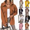 Women's Lapel Long Sleeve Wool Blend Coat Straight Fit Solid Color Button Belted Midi Jacket Elegant Commuter Fall Winter Outerwear