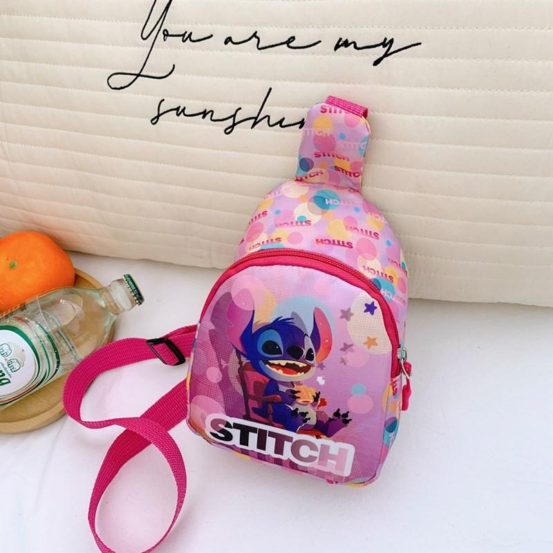 

Stitch Cartoon Kids Coin Purse Chest Bag With Polyester Lining For Daily Outdoor Use Pink