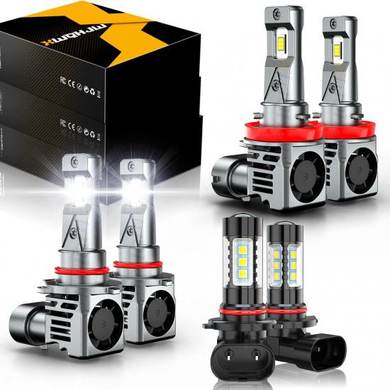 Compatible For 2015 2016 2017 2018      Ford F150 Light Bulbs, 9005 H11 High Low Beam 9145 Fog Lights, 6000K White 600% Brightness, Pack Of 6