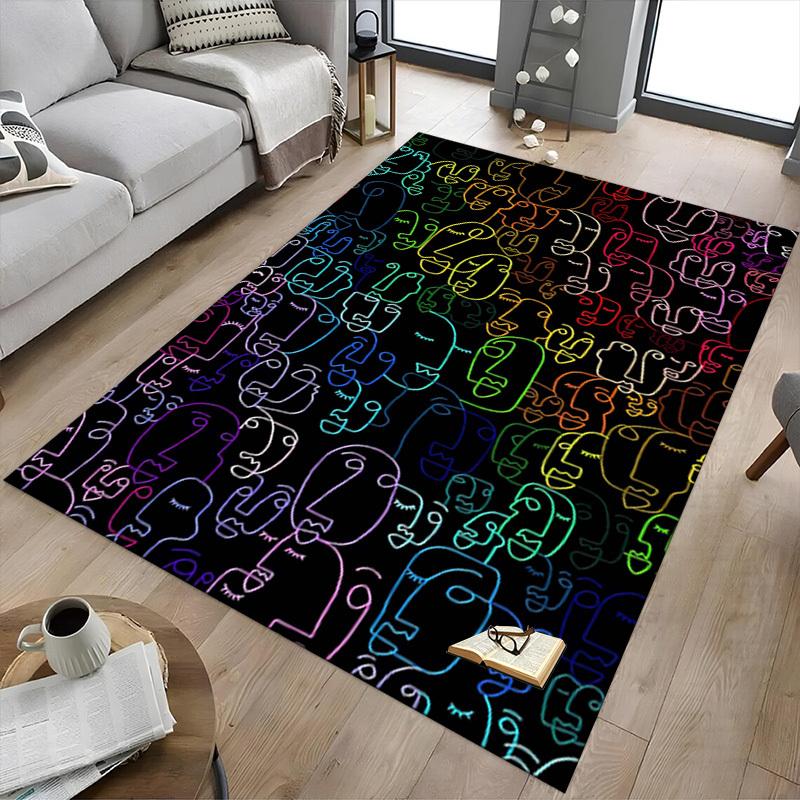 1PC Faces Artwork Extra Large Non Slip Floor carpet, Office, family, bedroom, Studio Large Area Rug Indoor Rugs, , Vibrant Colors