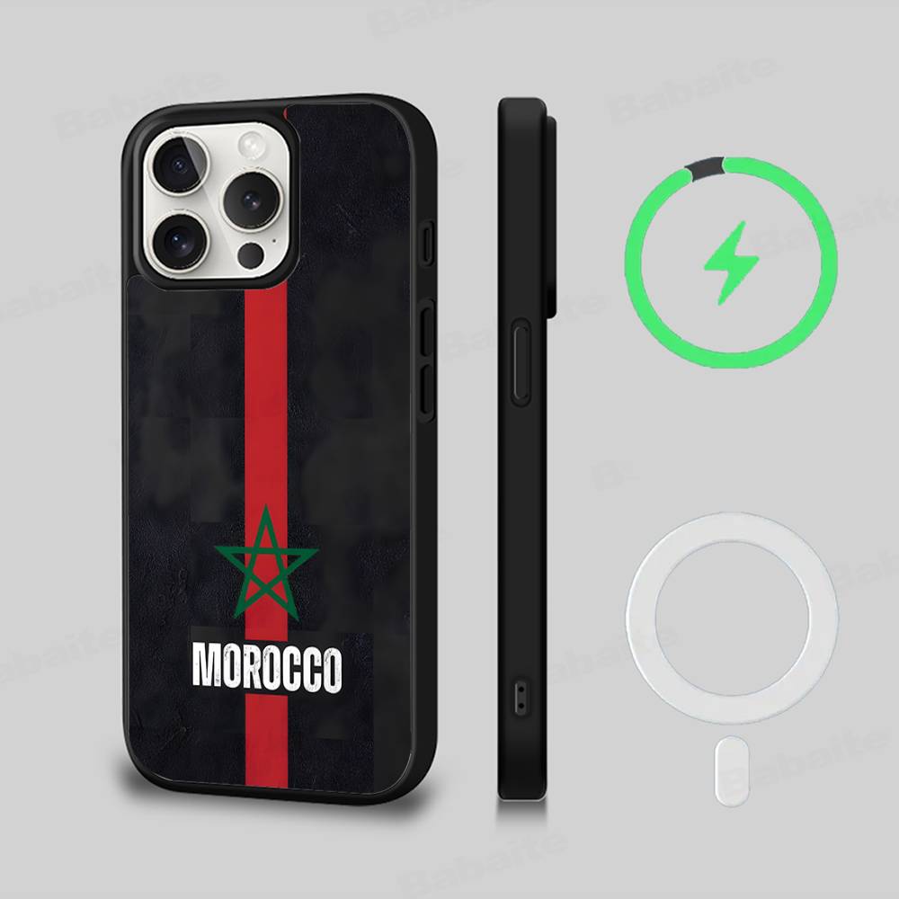 Maroc M-Morocco Flag Magnetic Phone Case For IPhone 17 16 15 14 13 12 Mini 11 Pro Max Plus For Magsafe Cover