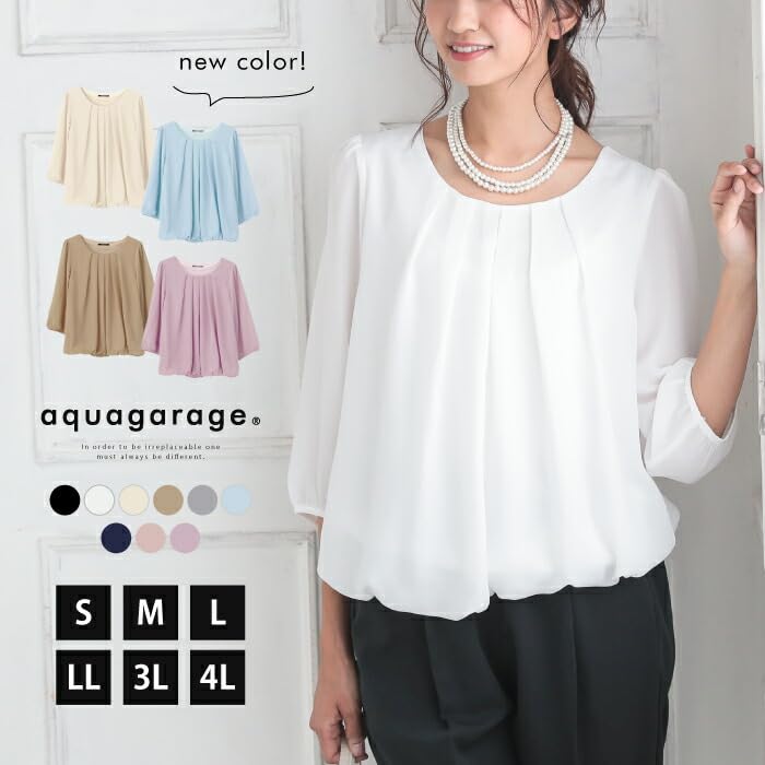 AquaGarage Chiffon Light Size L Blouse, Gray,