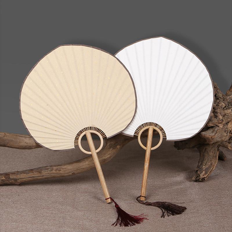 Elegant and Unique Traditional Plain Fan DIY Art Hand Drawn Circular Square High-end Rice Paper