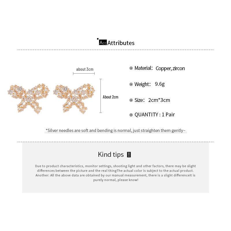 Elegant Gold-Plated Zircon Butterfly Stud Earrings - Sterling Silver for Women