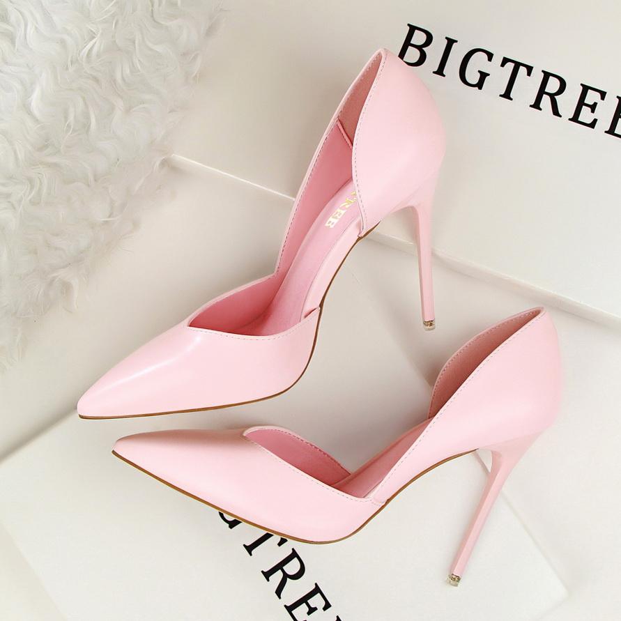Bigtree Moda Semplice Club Notturno Spettacolo Scarpe Sottili da Donna Tacco Sottile Tacco Super Alto Bocca Bassa Appuntite Vuote Scarpe Singole