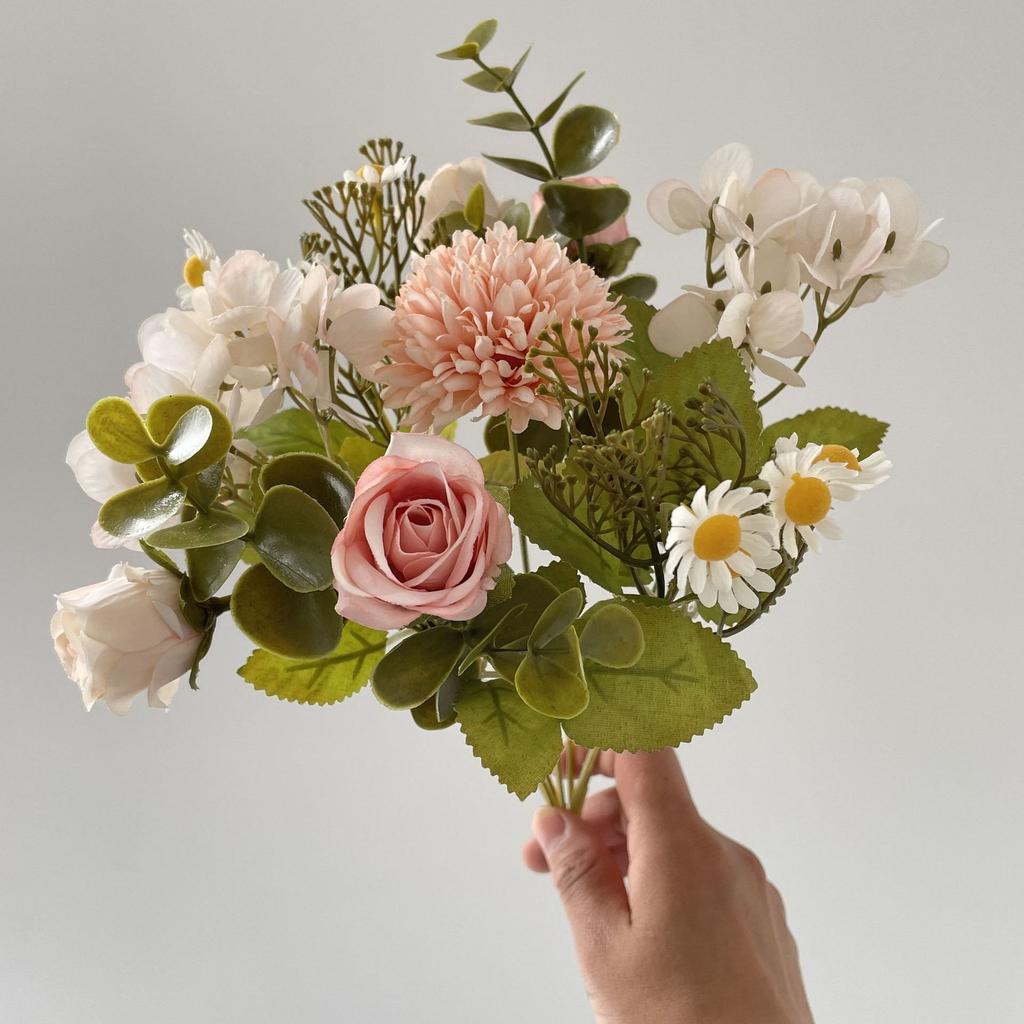 Simulated rose, chamomile, peony, hydrangea artificial flowers for decoration, bouquet for living room, wedding bouquet