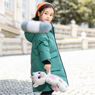 2021 Podzim Zima Dívčí móda Korejský styl Středně dlouhá vycpaná bunda Dětská High Street Trendy Sladký tlustý teplý bavlněný kabát s kapucí