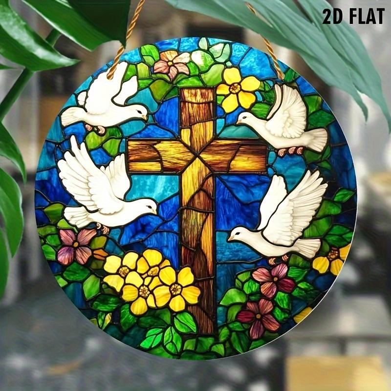

2D Flat Acrylic Pigeon Flower Design, Indoor and Outdoor Decoration - No Battery/electricity Required, Free Day Decoration, Shop Decoration, Durable O 20*20CM